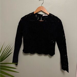 Sandro Black Lace Long Sleeve Blouse
